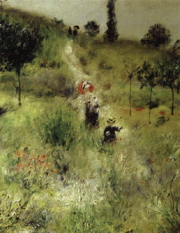 Pierre Auguste Renoir uppfor backen genom hogt gras